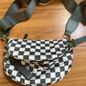 Checkerboard Crossbody Bag in Black & White